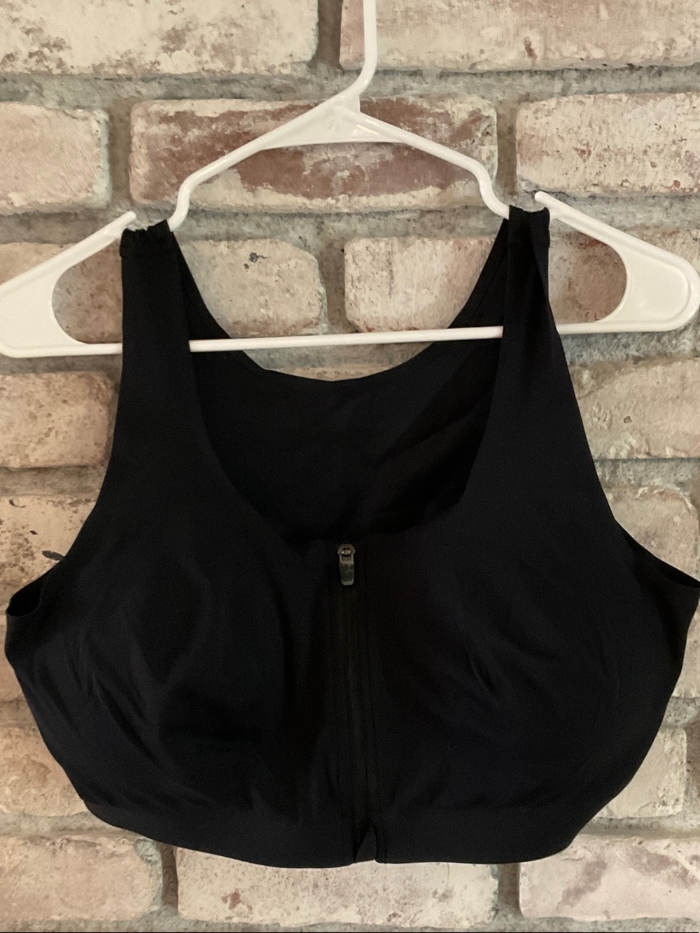 Front-Zip Black Sports Bra with Molded Support